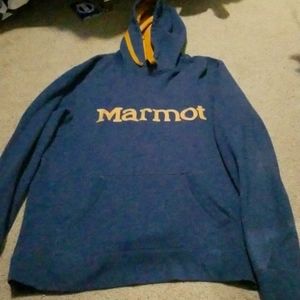 Marmot blue and orange hoodie
